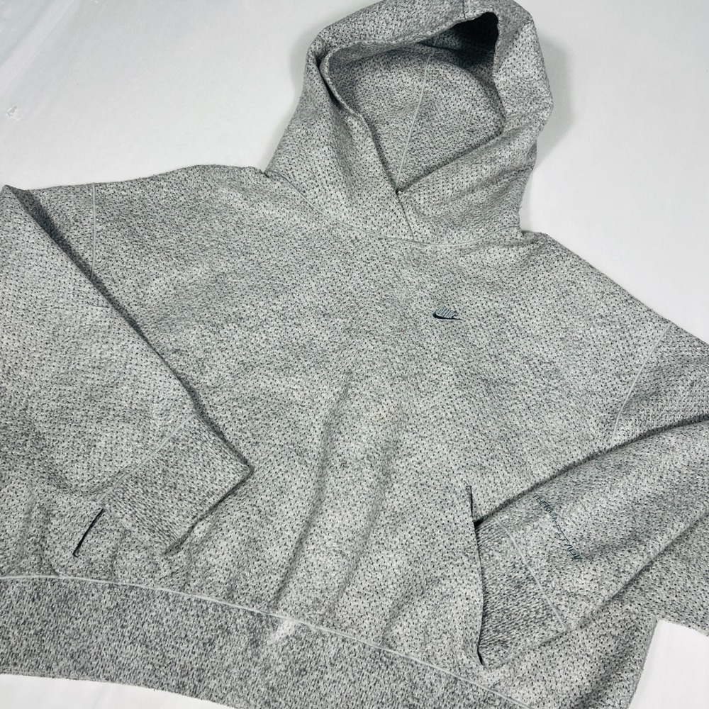Nike Tech Pack Therma-FIT ADV Grey Textured Cropped Hoodie DR0402-077 Womens‎ M